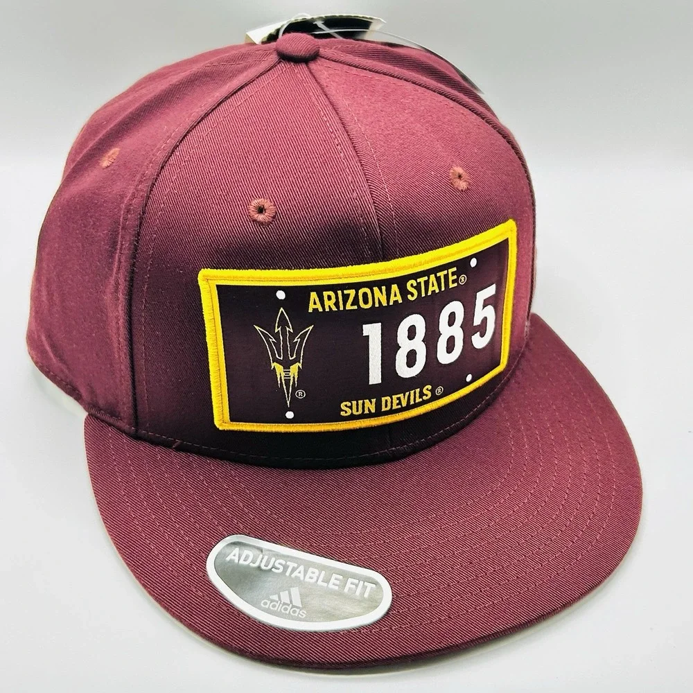 Arizona State Sun Devils Adidas Patch 1885 Hat Cap Snapback Adjustable Red NCAA